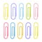 Colorful paperclip icons on a white