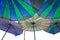 Colorful parasols on a a beach