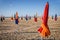 Colorful parasols on Deauville beach