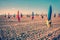 Colorful parasols on Deauville beach, France