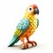 Colorful Parrot 3d Illustration: Organic Sculpting In Light Cyan And Amber