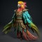 Colorful Parrot 3d Model In Fantasy Costume With Mesoamerican Influences