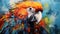 Colorful Parrot: Hyperrealistic Street Art Painting On Canvas