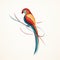 Colorful Parrot Illustration With Minimalist Strokes And Art Nouveau Flowing Lines