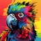 Colorful Parrot Illustration: A Neo-plasticism Inspired American Ipa Cartoon