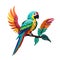 Colorful parrot in Kirigami style. transparent background version available