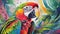 Colorful Parrot Painting- Ultra Detailed Artwork With Vibrant Colors