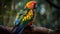 A colorful parrot perched on a branch its feathers a dazzling display created with Generative AI