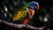 A colorful parrot perched on a branch its feathers a dazzling display created with Generative AI