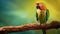Colorful Parrot Perched On Branch: Photobashing Style Uhd Image