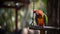 A colorful parrot perched on a swing chirping away created with Generative AI