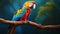 Colorful Parrot Poll Sitting On Perch: Zbrush Digital Art By Noah Bradley