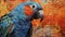 Colorful Parrot On Textured Quilt: Photorealistic Painting