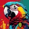 Colorful Parrot: A Vibrant Pop Art Poster With Dripping Paint Technique