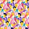 Colorful Party Faces Seamless Pattern. Vibrant Cartoon Collage in Pop Art Style.
