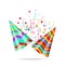 Colorful party hats with confetti for your holiday