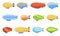 Colorful passenger airship set vector illustration. Cigar shaped balloons retro zeppelin with cabins