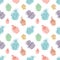 Colorful pastel cupcake seamless pattern in doodle style. Vector stock illustration. Hand drawing food line art image.