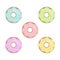 Colorful pastel cute donuts vector set