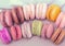 Colorful pastel macaroons, toning