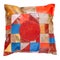 Colorful patchwork leather pillow isolated