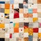 Colorful Patchwork Quilt With Buttons And Squares - Creased Crinkled Wrinkled Style