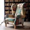 Colorful Patchwork Wing Back Chair For Modern American Homes