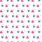 Colorful pattern with New Years balls and hearts on white background for textile print, design paper.