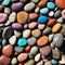 Colorful pattern of small pebbles creates a beautiful effect
