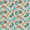 Colorful pattern with sunbird feather, beige