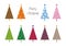 Colorful patterned Christmas trees greeting card