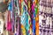 Colorful patterned shawls and fabric at Zanzibar market