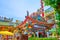 The colorful pavilion of Lao Pun Tao Kong shrine located in a maze of streets of Chinatown of Bangkok, Thailand