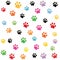 Colorful paw prints pattern