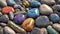 Colorful pebble or beach stones wallpaper background