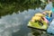 Colorful pedal boat