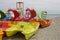 Colorful pedalo paddle boats on the beach