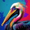 Colorful Pelican: A Bold And Vibrant Pop Art Portrait
