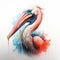 Colorful Pelican Drawing: Aggressive Digital Illustration In Red And Blue
