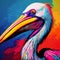 Colorful Pelican Painting In Pop Art Style