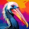 Colorful Pelican: A Vibrant Pop-art Masterpiece