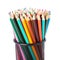 Colorful pencils in a black basket