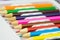 Colorful pencils in line. SchoolColorful pencils in line. School learning stationery learning stationery