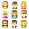 Colorful people Faces Circle Icons Set