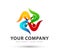 Colorful People Four Group Team with healthcare sign new trendy icon, Logo.
