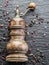 Colorful peppercorns and old pepper mill.