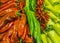 Colorful peppers on the counter market