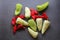 Colorful peppers, fresh vegetables, small peppers, red, yellow and light green peppers, natural vitamins, Hungarian pepper