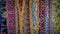 Colorful Persian rug edges lined up with fringes