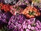 Colorful petunias at marketplace